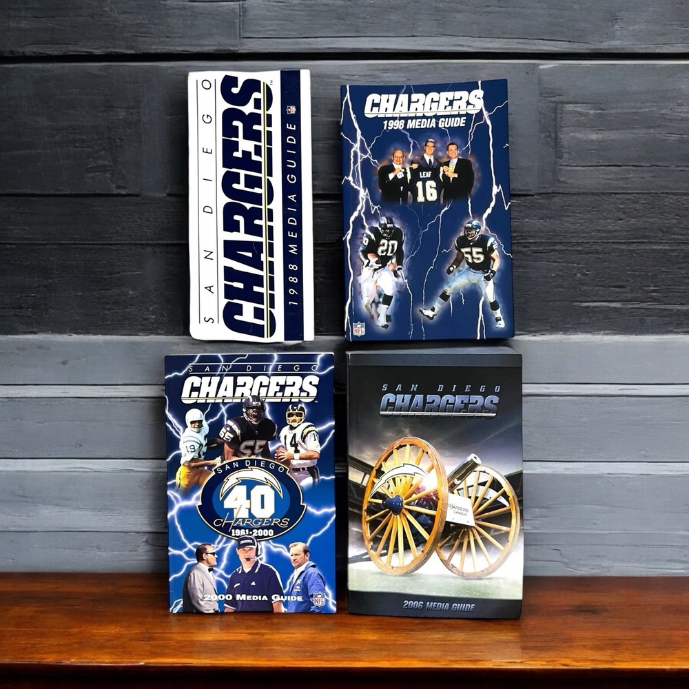 4 Vintage Los Angeles Chargers NFL Media Guide Yearbook 1988, 98, 2000, 2006